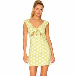 Revolve Green & White Polka Dot Mini Dress Cutout Mini Dress - LPA Dress Size S